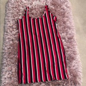 Red, Black and White Striped Bodycon Dress!